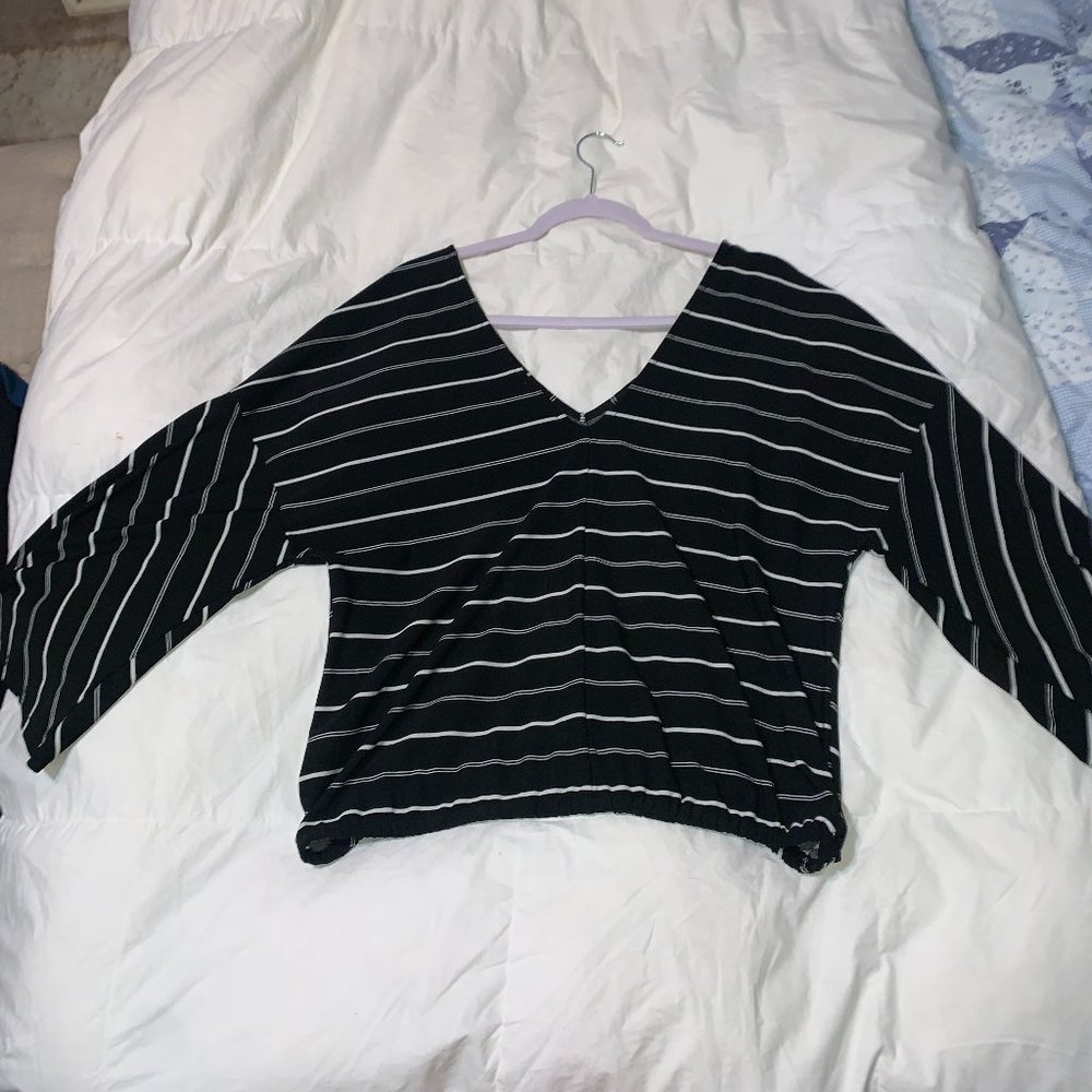 Black with white stripes crop shirt
